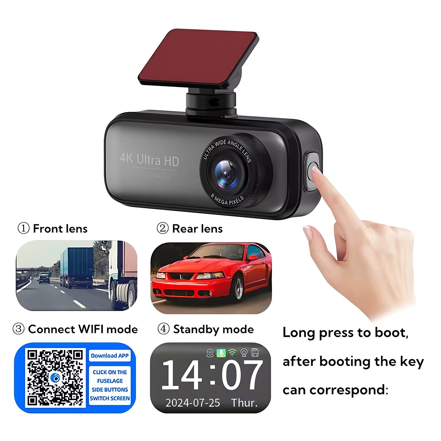 Dash Cam – HD Car Dashboard Camera with Night Vision & Loop Recording