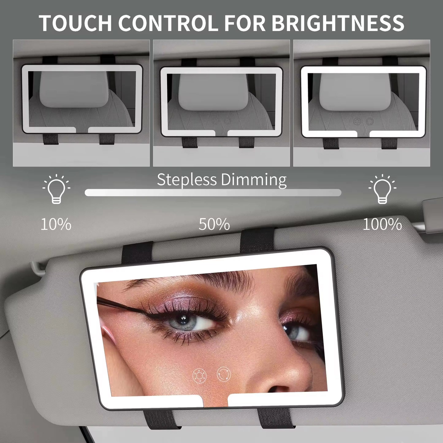 Portable Rechargeable LED Car Sun Visor Makeup Vanity Mirror